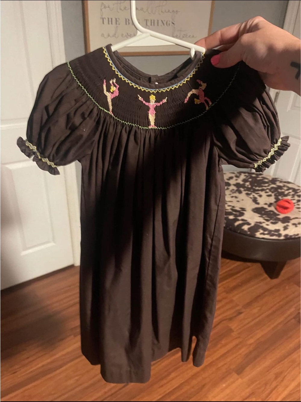 Girls' Brown Smocked Ballerina Dress